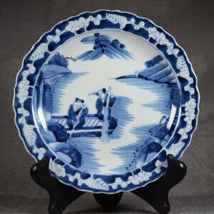 Very fine - Japanese - Taisho Period - Blue & White - Porcelain - Plates.